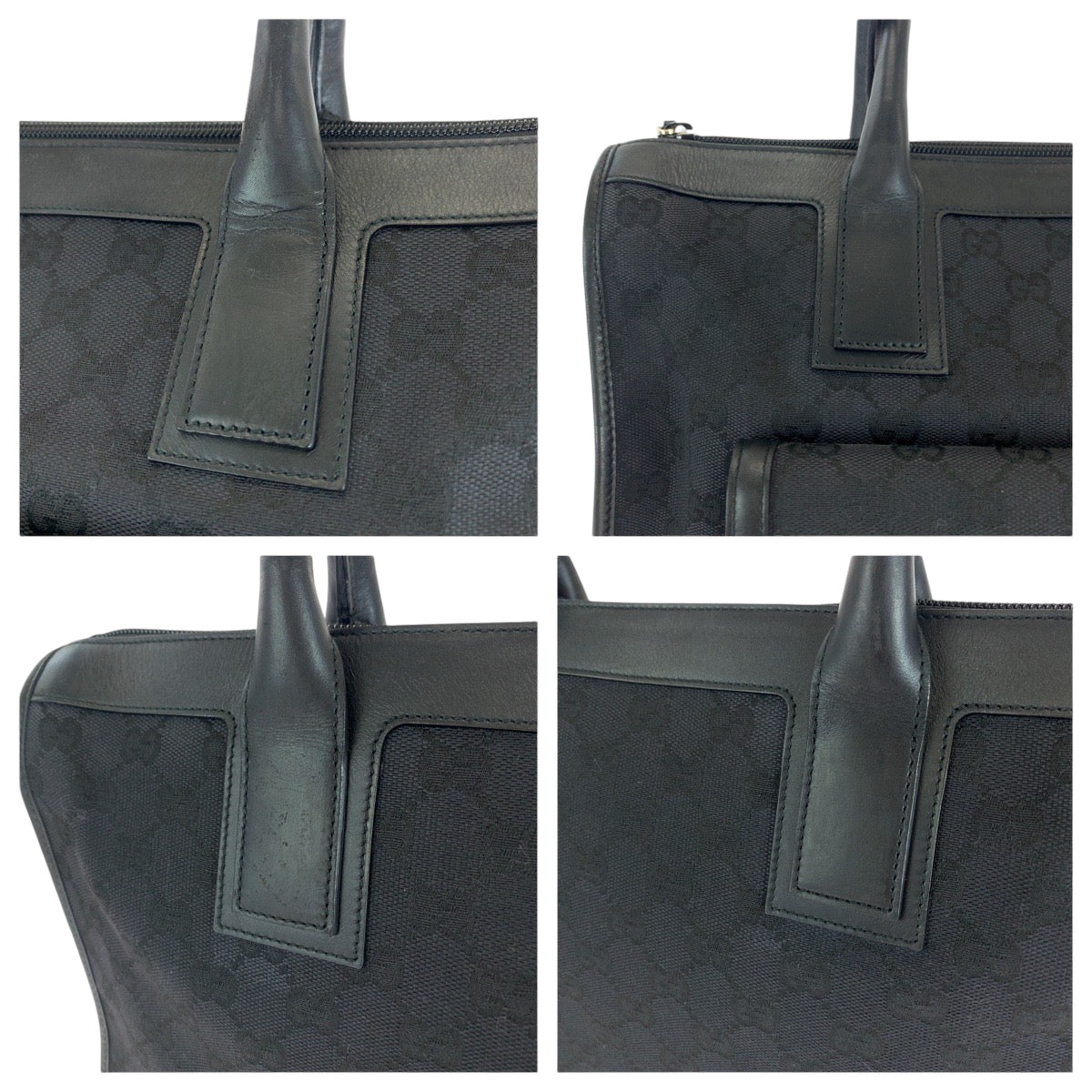 GUCCI Handbag 000 0854 GG canvas Black SilverMetal Handbag Shoulder Bag Women Used Authentic