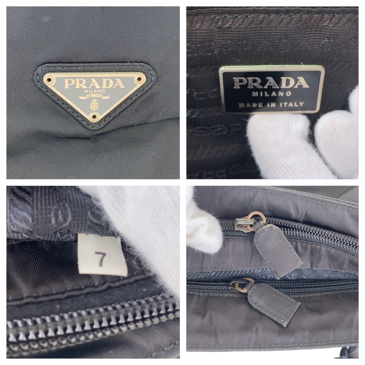 PRADA Shoulder Bag Nylon, Leather, Plastic black Test Triangle With logo Women Used Authentic