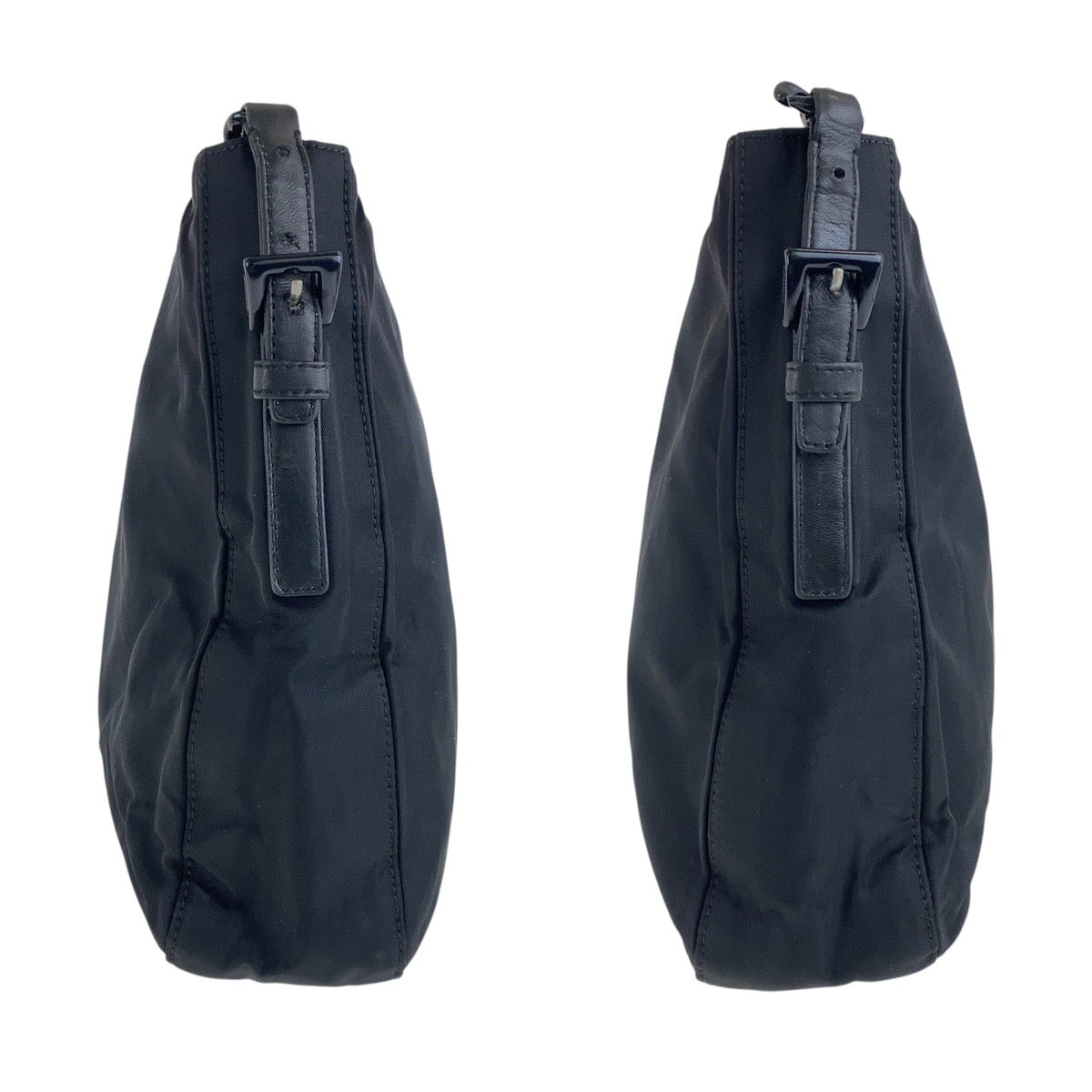 PRADA Shoulder Bag Nylon, Leather, Plastic black Test Triangle With logo Women Used Authentic