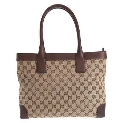 GUCCI Tote Bag 33890 GG canvas, leather Brown beige Tote Bag Shoulder Bag Women Used Authentic
