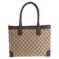 GUCCI Tote Bag 33890 GG canvas, leather Brown beige Tote Bag Shoulder Bag Women Used Authentic