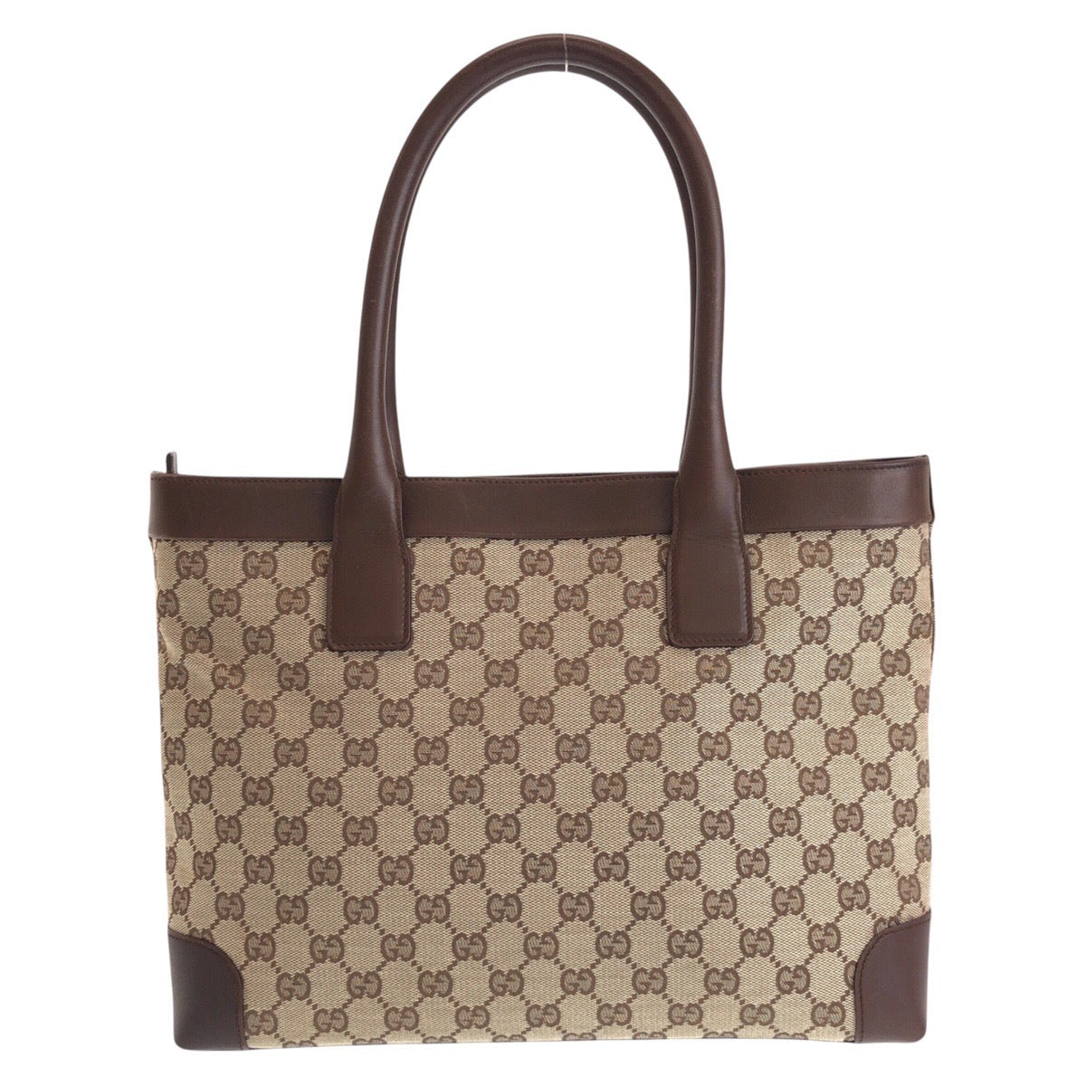 GUCCI Tote Bag 33890 GG canvas, leather Brown beige Tote Bag Shoulder Bag Women Used Authentic
