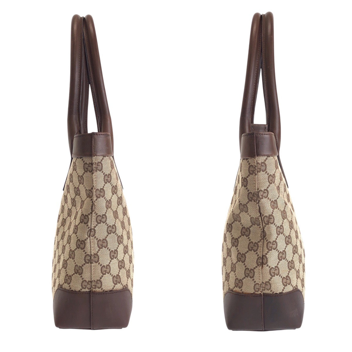 GUCCI Tote Bag 33890 GG canvas, leather Brown beige Tote Bag Shoulder Bag Women Used Authentic