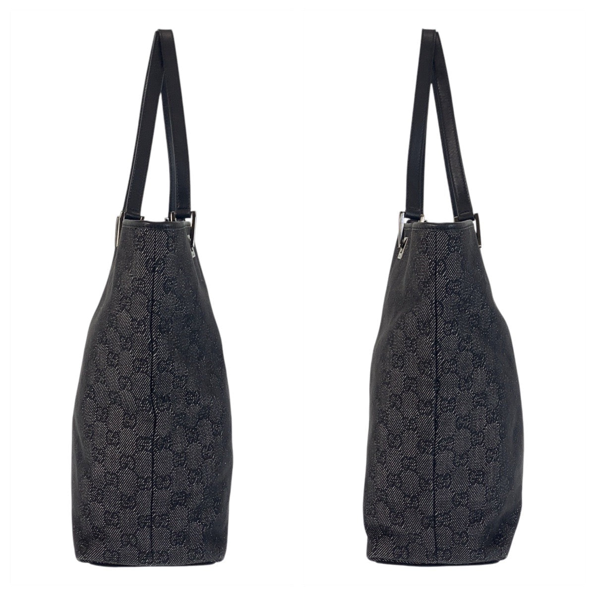 GUCCI Tote Bag 31243 GG canvas, leather black Tote Bag Shoulder Bag Women Used Authentic