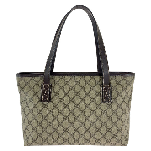GUCCI Tote Bag 211138 GG Supreme canvas, leather beige Tote Bag Shoulder Bag Women Used Authentic