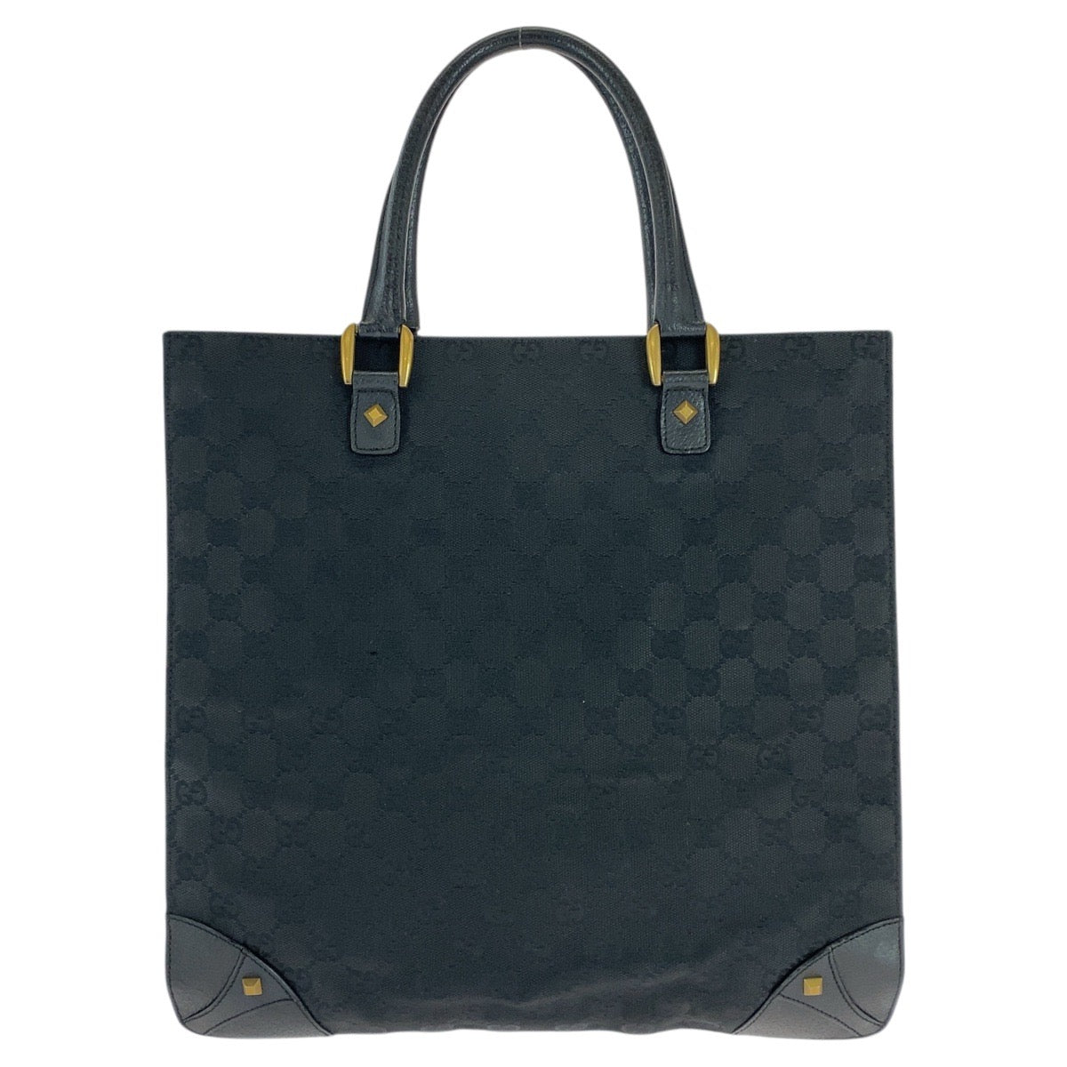 GUCCI Tote Bag 120898 GG canvas, leather black Tote Bag Shoulder Bag Studs Women Used Authentic