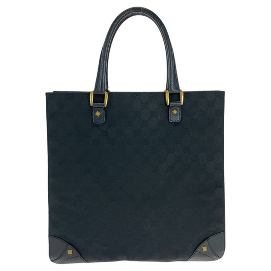 GUCCI Tote Bag 120898 GG canvas, leather black Tote Bag Shoulder Bag Studs Women Used Authentic
