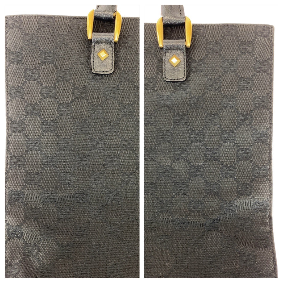 GUCCI Tote Bag 120898 GG canvas, leather black Tote Bag Shoulder Bag Studs Women Used Authentic