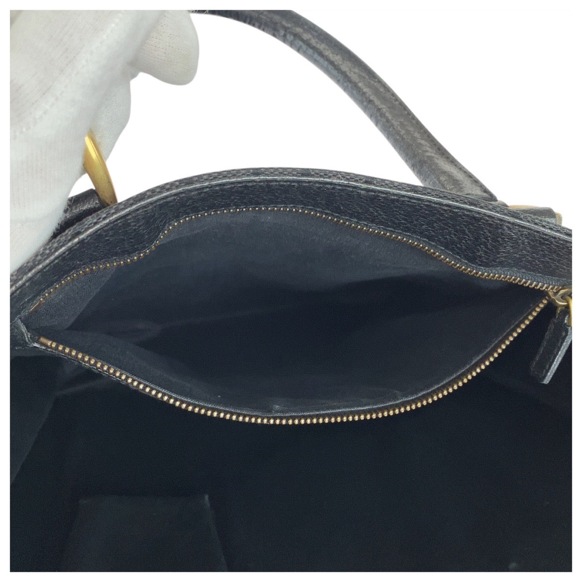 GUCCI Tote Bag 120898 GG canvas, leather black Tote Bag Shoulder Bag Studs Women Used Authentic