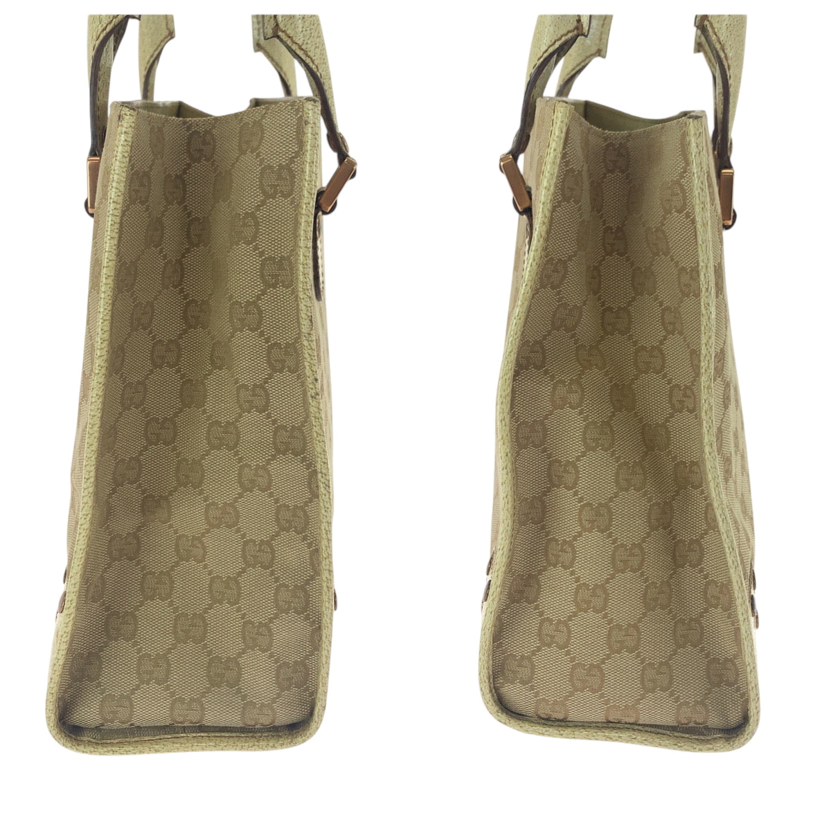 GUCCI Tote Bag 124260 GG canvas Beige Ivory Gold Metal Tote Bag Handbag Shoulder Bag Women Used Authentic