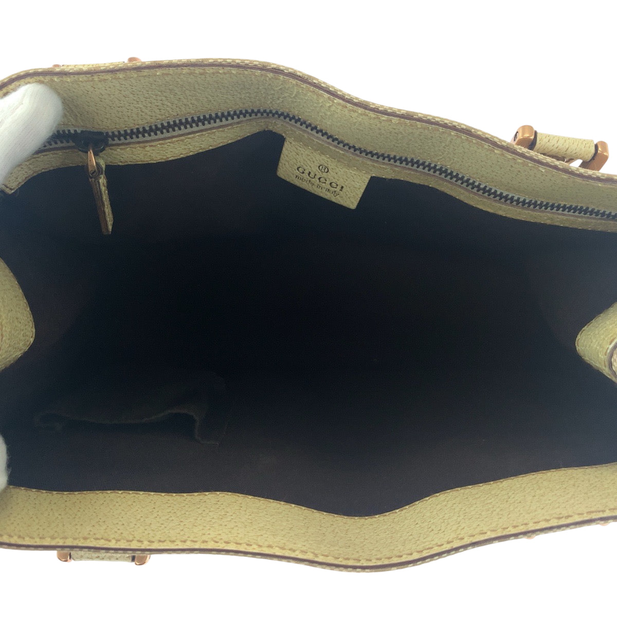 GUCCI Tote Bag 124260 GG canvas Beige Ivory Gold Metal Tote Bag Handbag Shoulder Bag Women Used Authentic