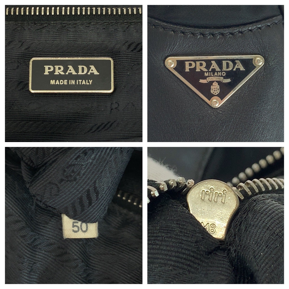PRADA Shoulder Bag Nylon Black SilverMetal Test Triangle With logo