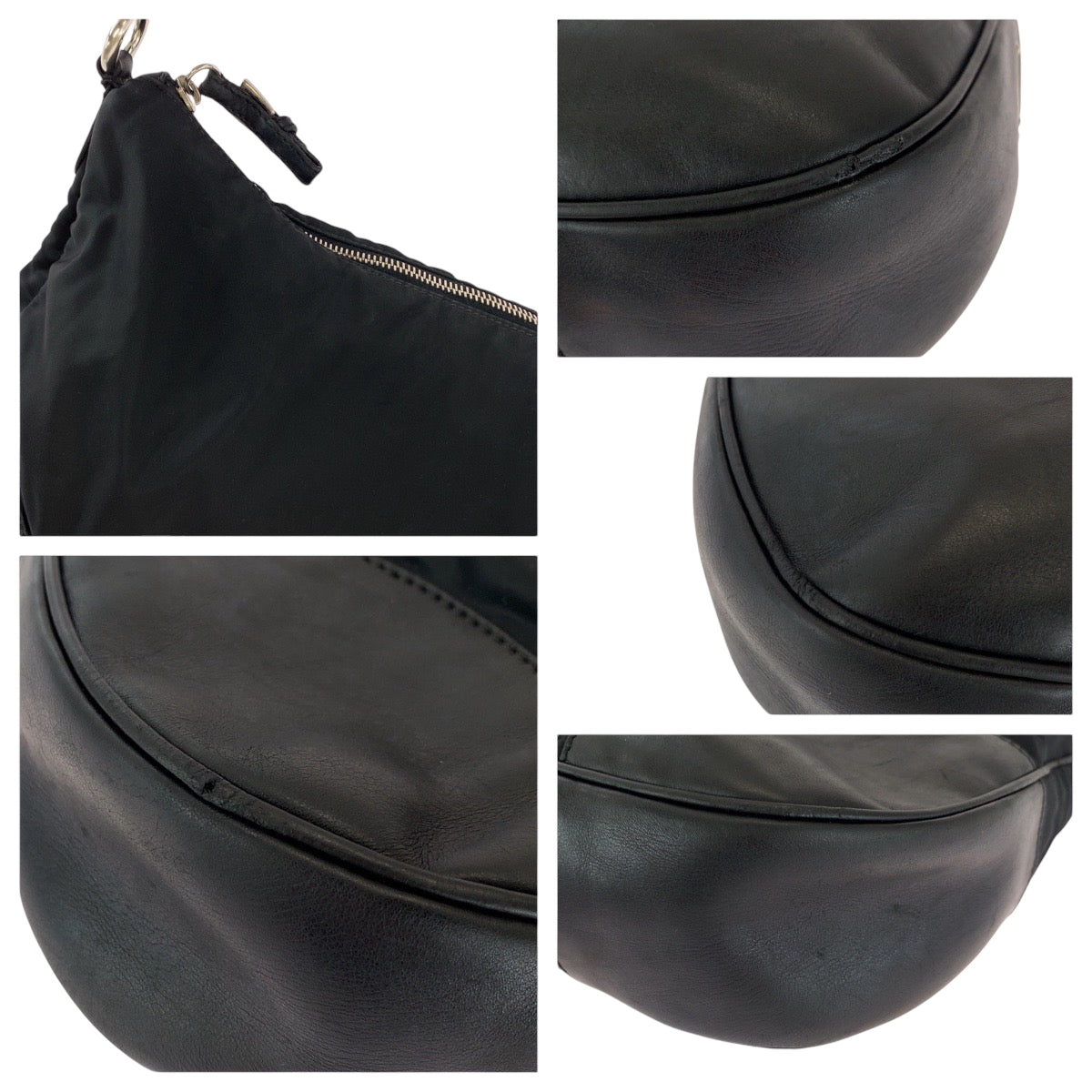 PRADA Shoulder Bag Nylon Black SilverMetal Test Triangle With logo