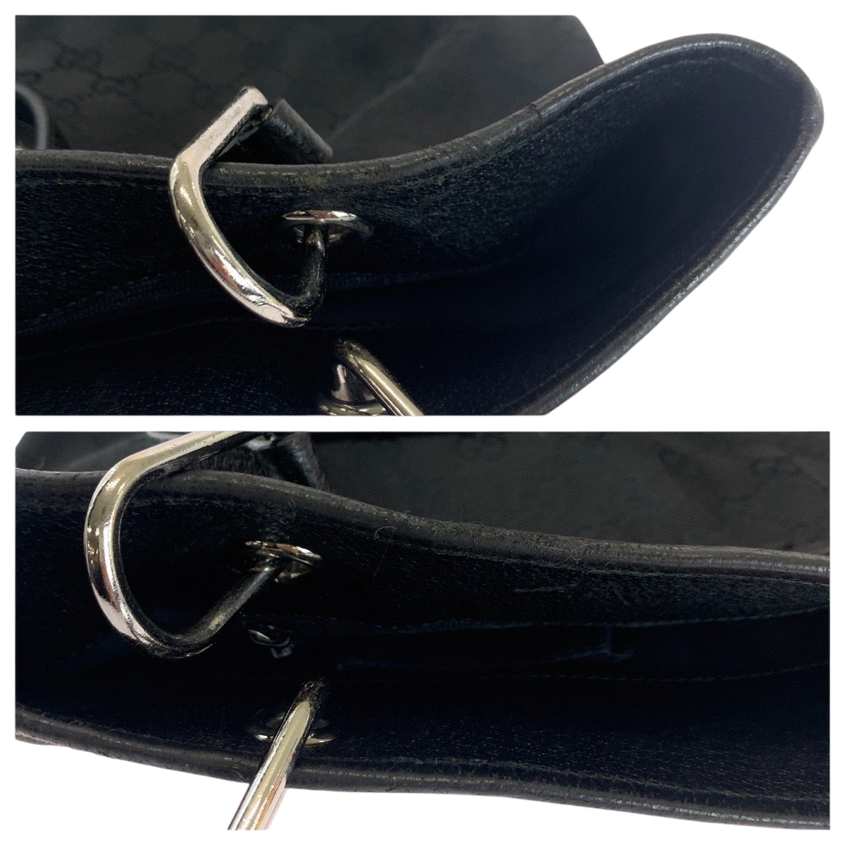 GUCCI Tote Bag 10836 GG canvas Black SilverMetal Tote Bag Shoulder Bag Women Used Authentic