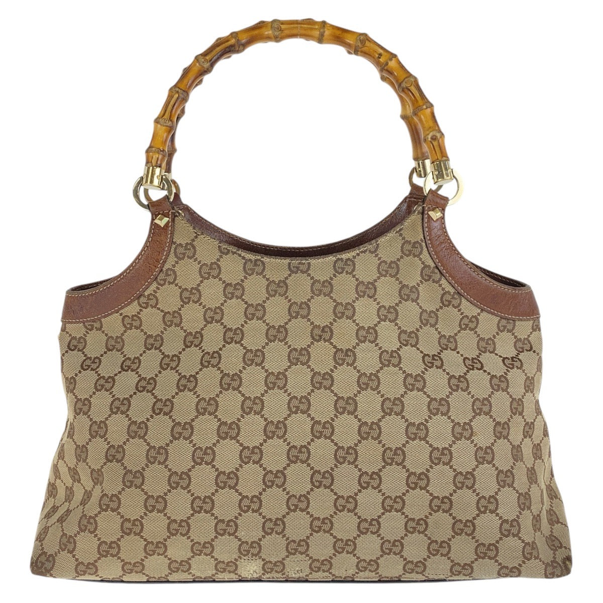 GUCCI Tote Bag 137395 GG canvas, leather Brown Tote Bag handbag Bamboo Women Used Authentic