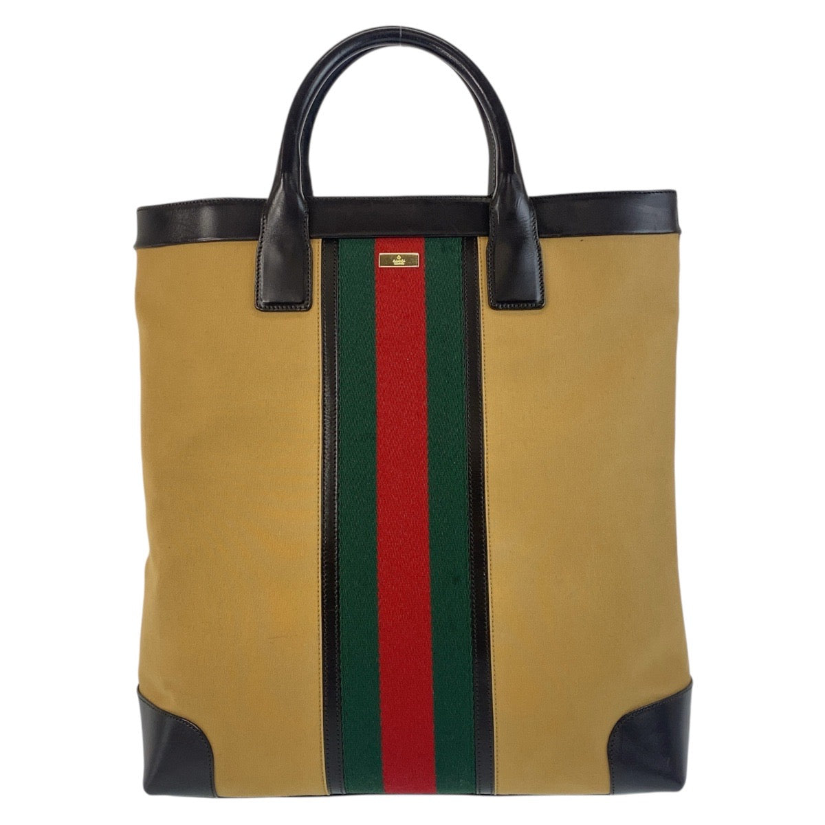 GUCCI Tote Bag 002 1121 Canvas, Leather beige Sherry line Women Used Authentic