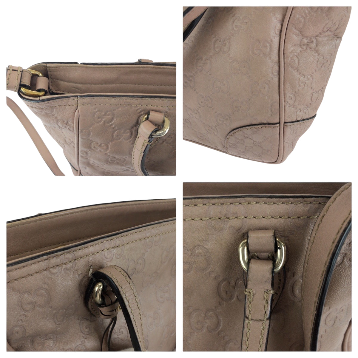 GUCCI Shoulder Bag 353132 leather pink Shoulder Bag Handbag 2way Guccisima Women Used Authentic