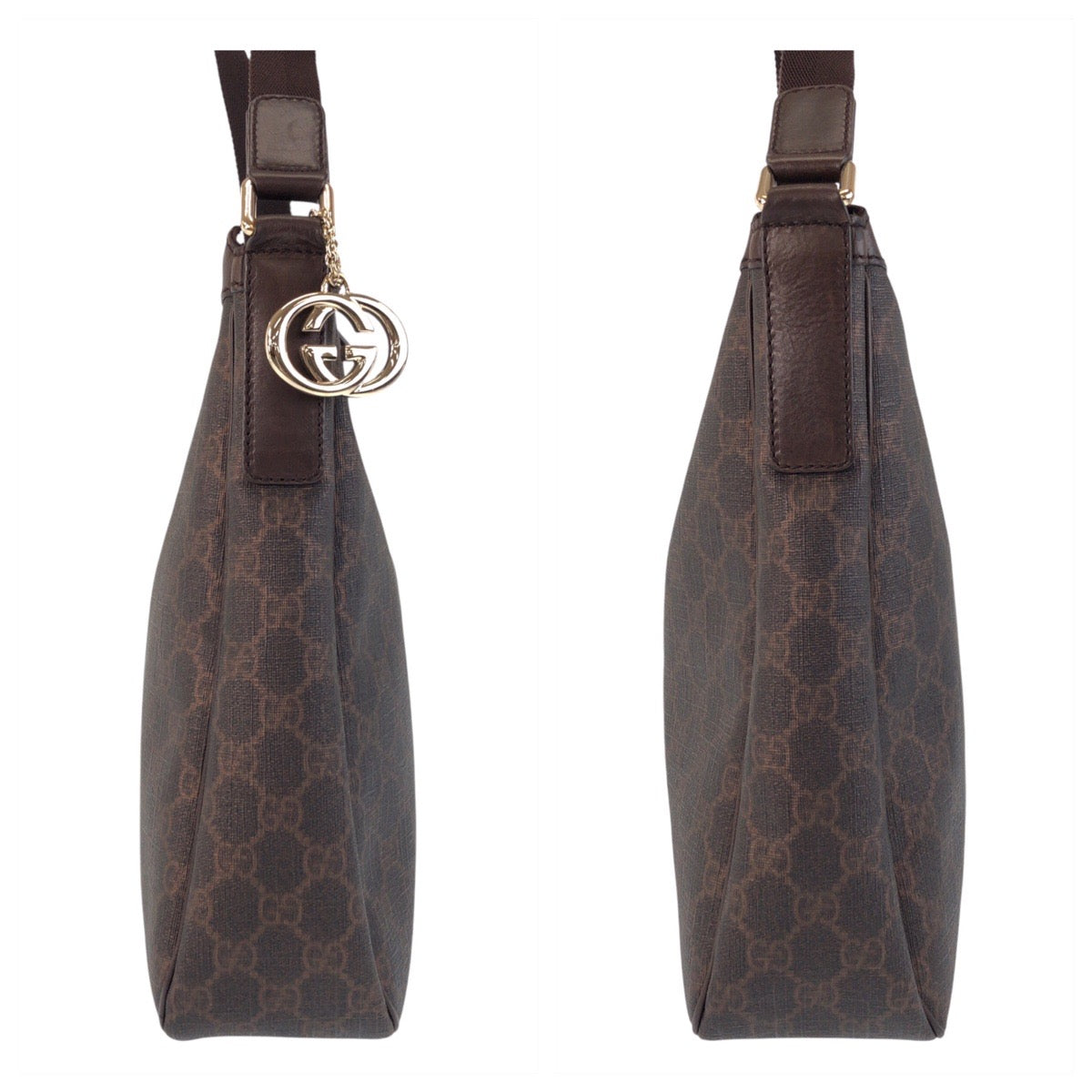 GUCCI Shoulder Bag 264219 GG Supreme Canvas Brown Gold Metal Shoulder Bag Messenger bag Women Used Authentic