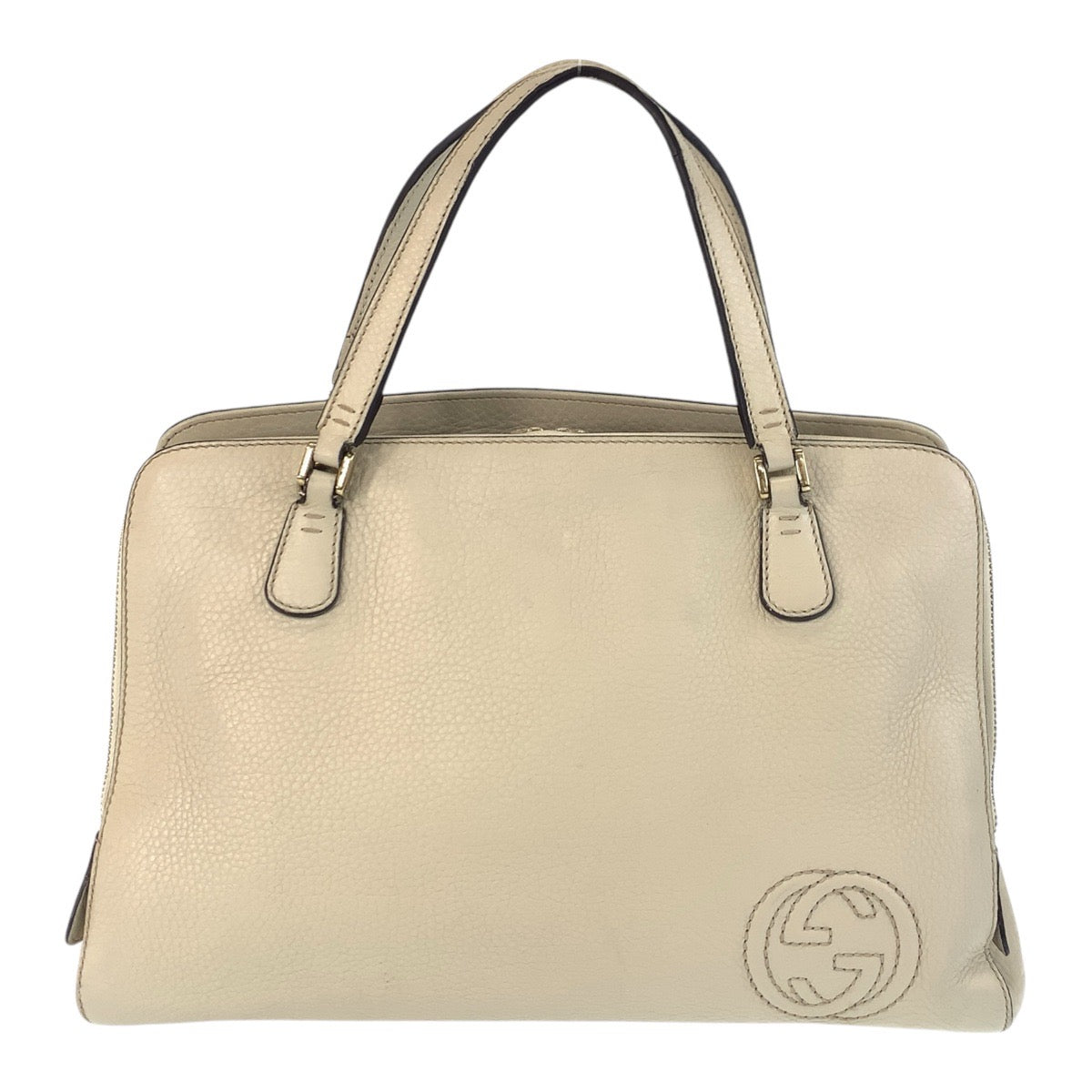 GUCCI Handbag leather white Handbag Interlocking Women Used Authentic