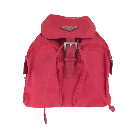 PRADA Backpack Nylon, Leather Red Backpacks & Daypacks Backpacks Test Triangle With logo Women Used Authentic