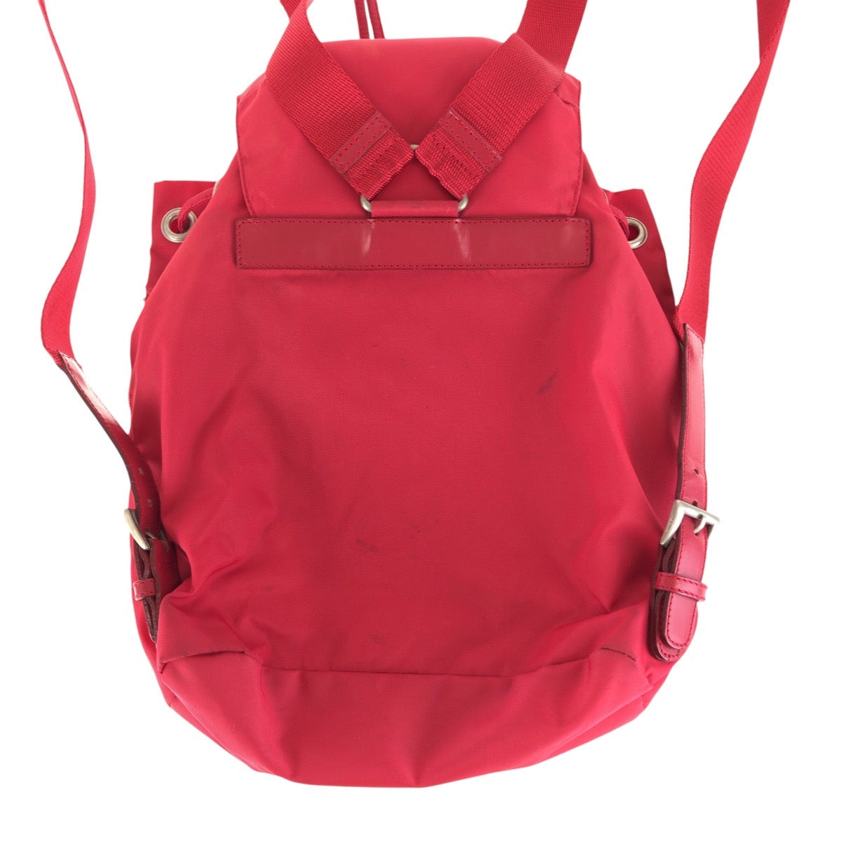PRADA Backpack Nylon, Leather Red Backpacks & Daypacks Backpacks Test Triangle With logo Women Used Authentic