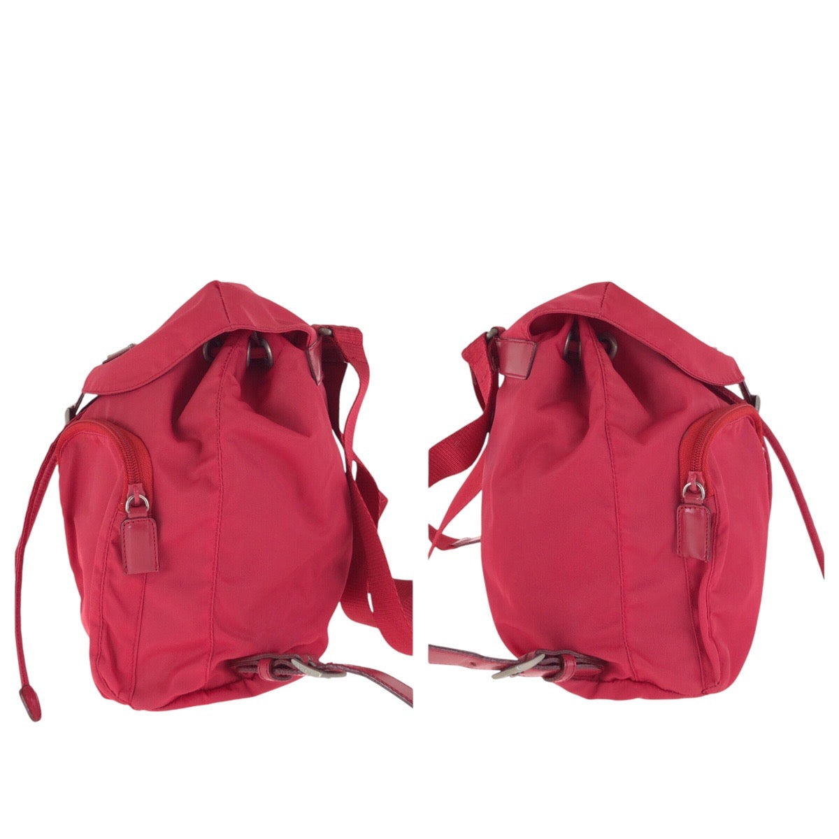 PRADA Backpack Nylon, Leather Red Backpacks & Daypacks Backpacks Test Triangle With logo Women Used Authentic