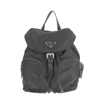 PRADA Backpack Nylon green Backpack Backpack Test Triangle With logo Women Used Authentic