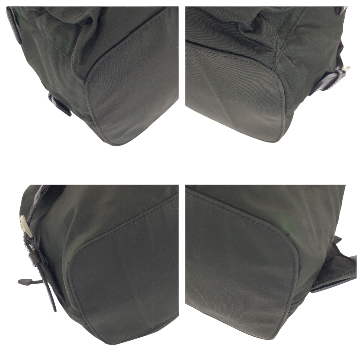 PRADA Backpack Nylon green Backpack Backpack Test Triangle With logo Women Used Authentic