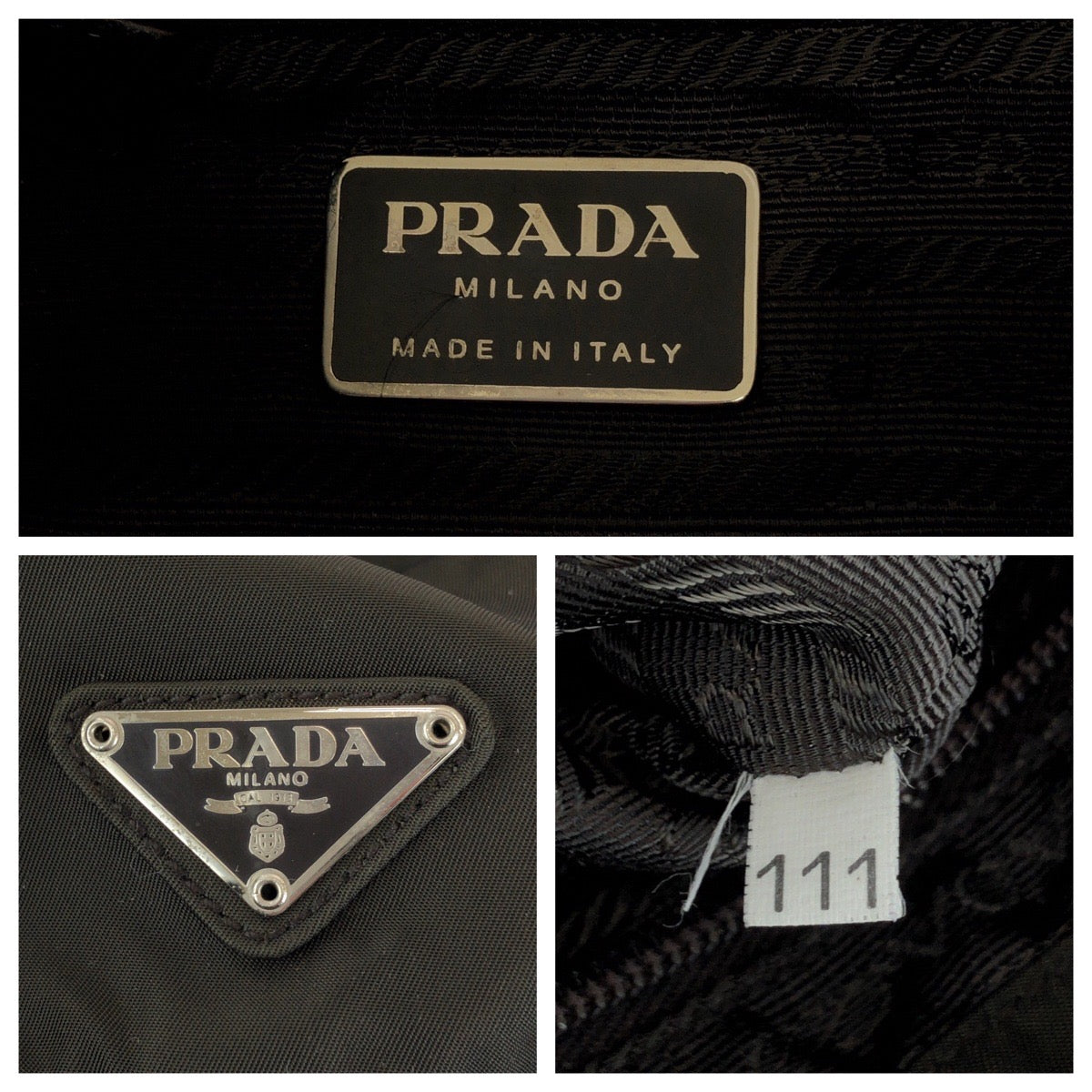 PRADA Backpack Nylon green Backpack Backpack Test Triangle With logo Women Used Authentic