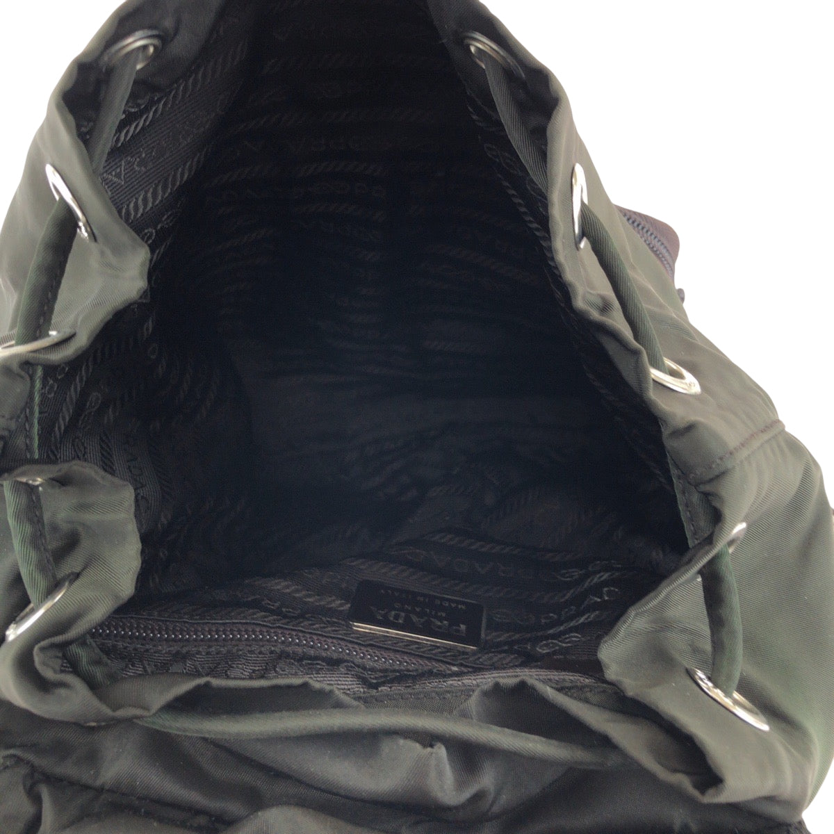 PRADA Backpack Nylon green Backpack Backpack Test Triangle With logo Women Used Authentic