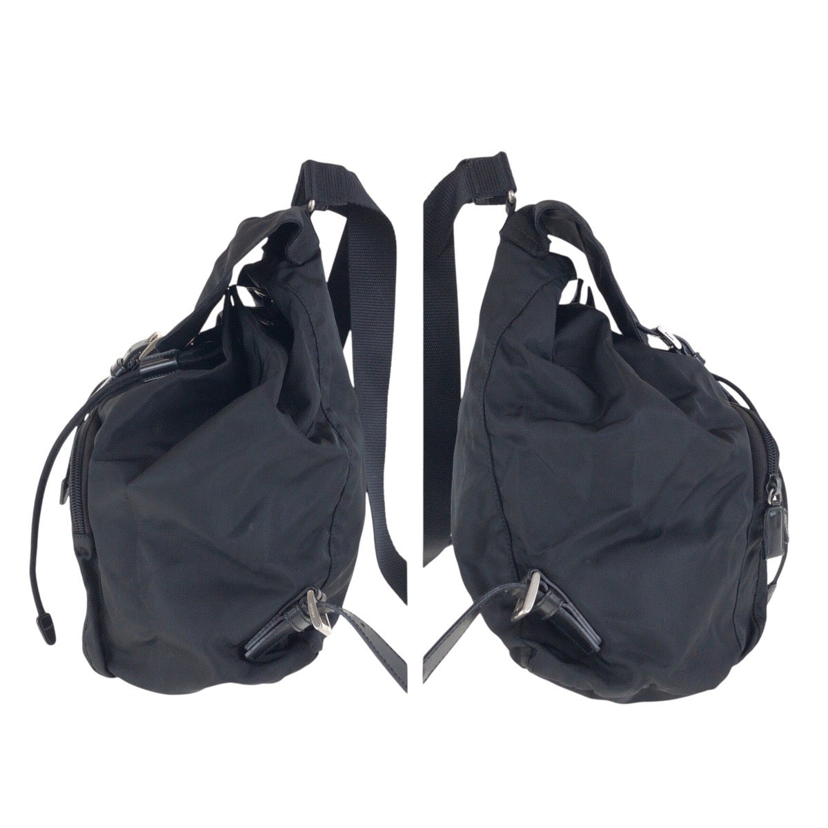PRADA Backpack Nylon, Leather black Backpacks & Daypacks Backpacks Test Triangle With logo Women Used Authentic
