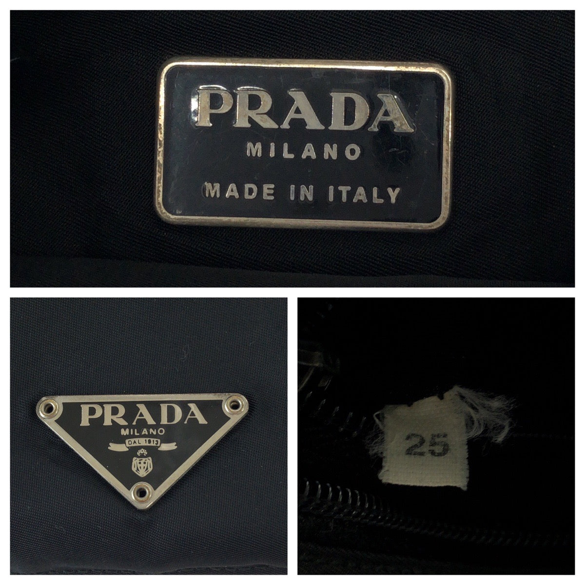PRADA Shoulder Bag Nylon Black SilverMetal Shoulder Bag Sacoche Test Triangle With logo mens Used Authentic