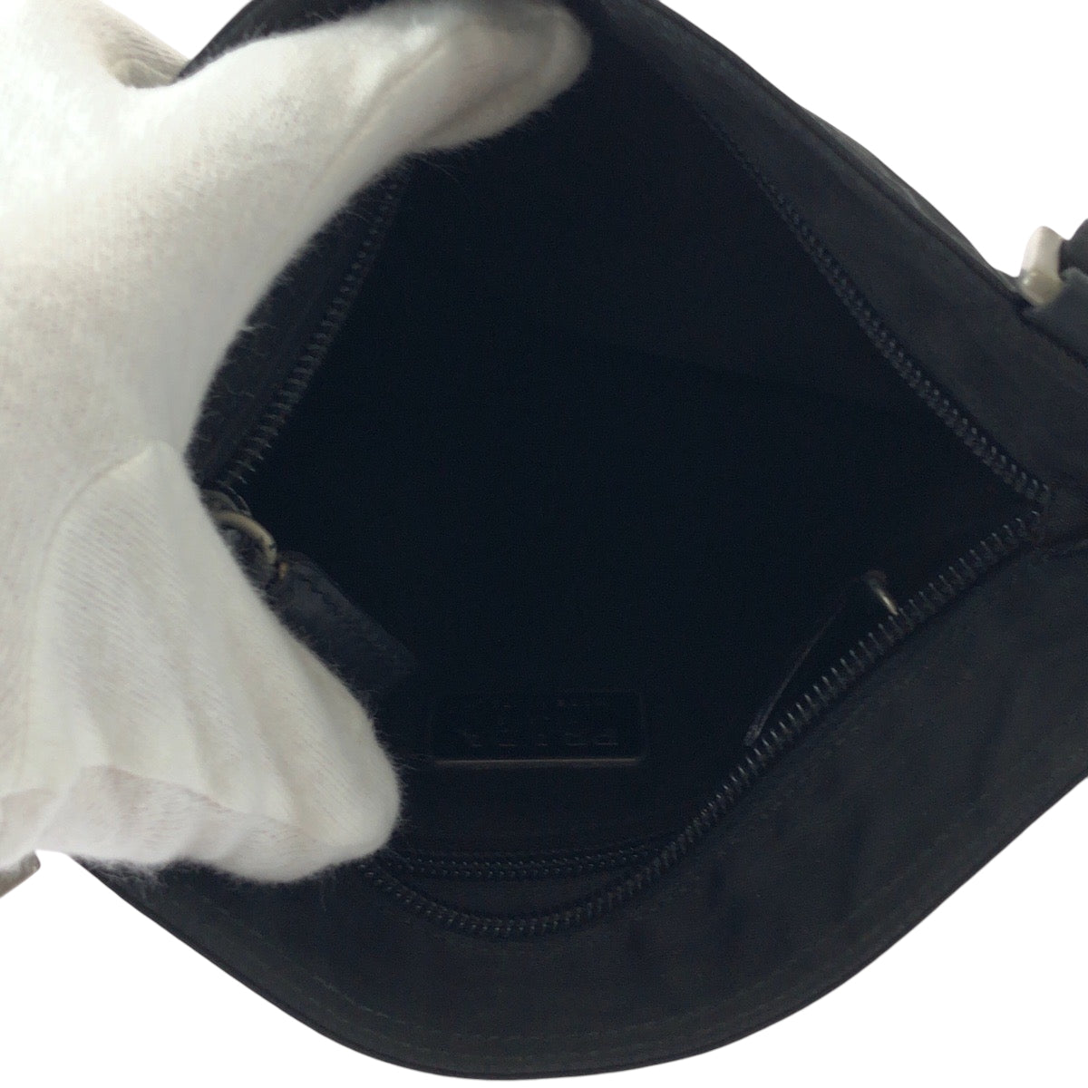 PRADA Shoulder Bag Nylon Black SilverMetal Shoulder Bag Sacoche Test Triangle With logo mens Used Authentic