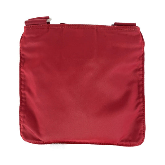 PRADA Shoulder Bag Nylon Red Shoulder Bag pochette Test Triangle With logo Women Used Authentic