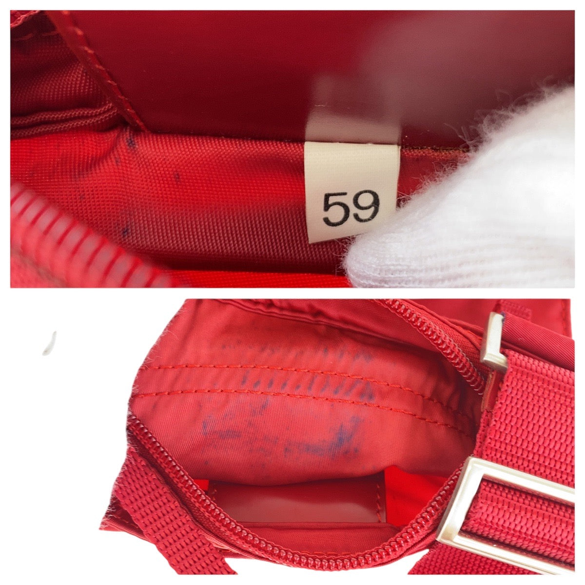 PRADA Shoulder Bag Nylon Red Shoulder Bag pochette Test Triangle With logo Women Used Authentic