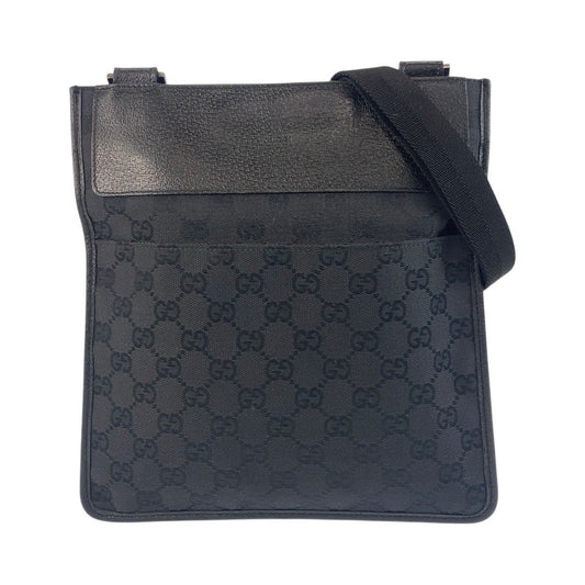 GUCCI Shoulder Bag 27639 GG canvas, leather Black black Shoulder Bag pochette Women Used Authentic