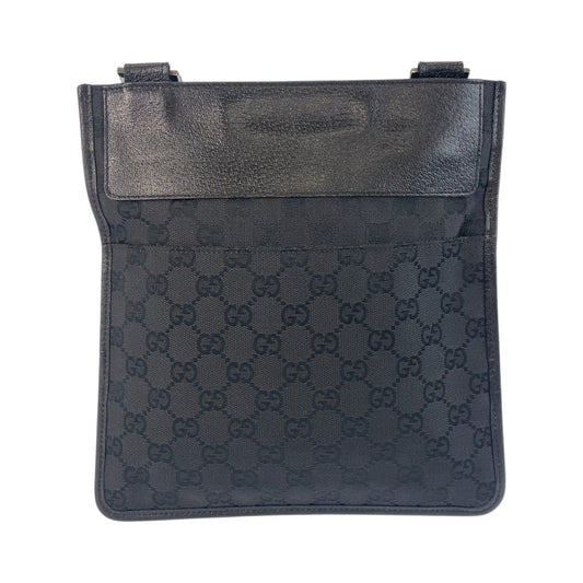 GUCCI Shoulder Bag 27639 GG canvas, leather Black black Shoulder Bag pochette Women Used Authentic