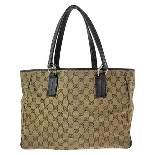 GUCCI Tote Bag 113017 GG canvas, leather Beige brown Tote Bag Shoulder Bag Women Used Authentic