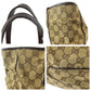 GUCCI Tote Bag 113017 GG canvas, leather Beige brown Tote Bag Shoulder Bag Women Used Authentic