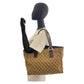 GUCCI Tote Bag 113017 GG canvas, leather Beige brown Tote Bag Shoulder Bag Women Used Authentic
