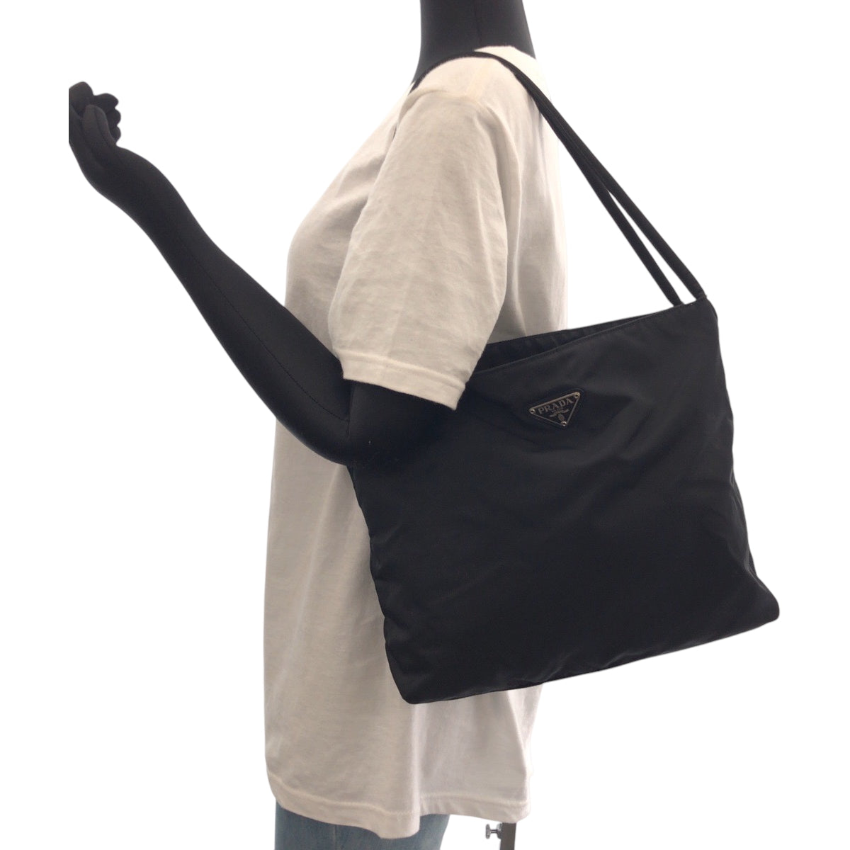 PRADA Tote Bag B6243 Nylon black Tote Bag Shoulder Bag Test Triangle With logo Women Used Authentic