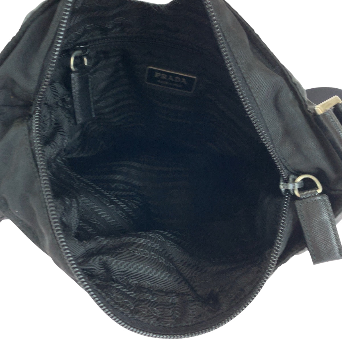 PRADA Shoulder Bag Nylon Black SilverMetal Test Triangle With logo