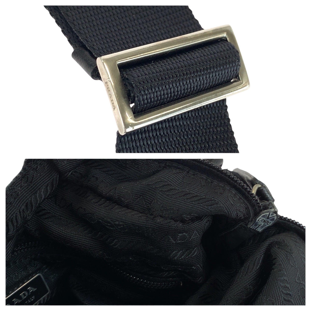 PRADA Shoulder Bag Nylon Black SilverMetal Test Triangle With logo