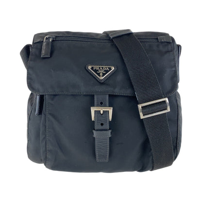 PRADA Shoulder Bag Nylon black Shoulder Bag pochette Test Triangle With logo Women Used Authentic