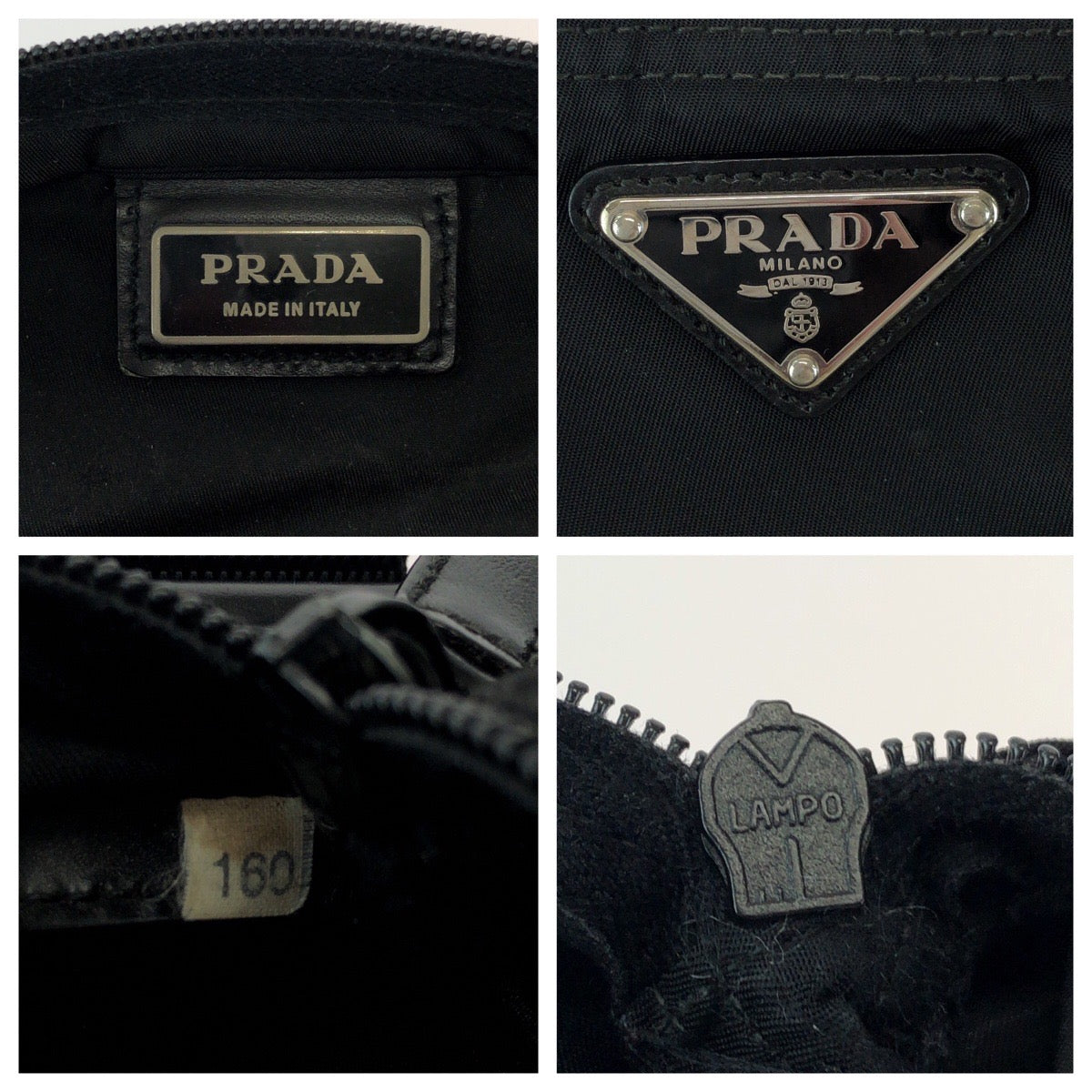 PRADA Shoulder Bag Nylon Black SilverMetal Shoulder Bag pochette Test Triangle With logo Women Used Authentic