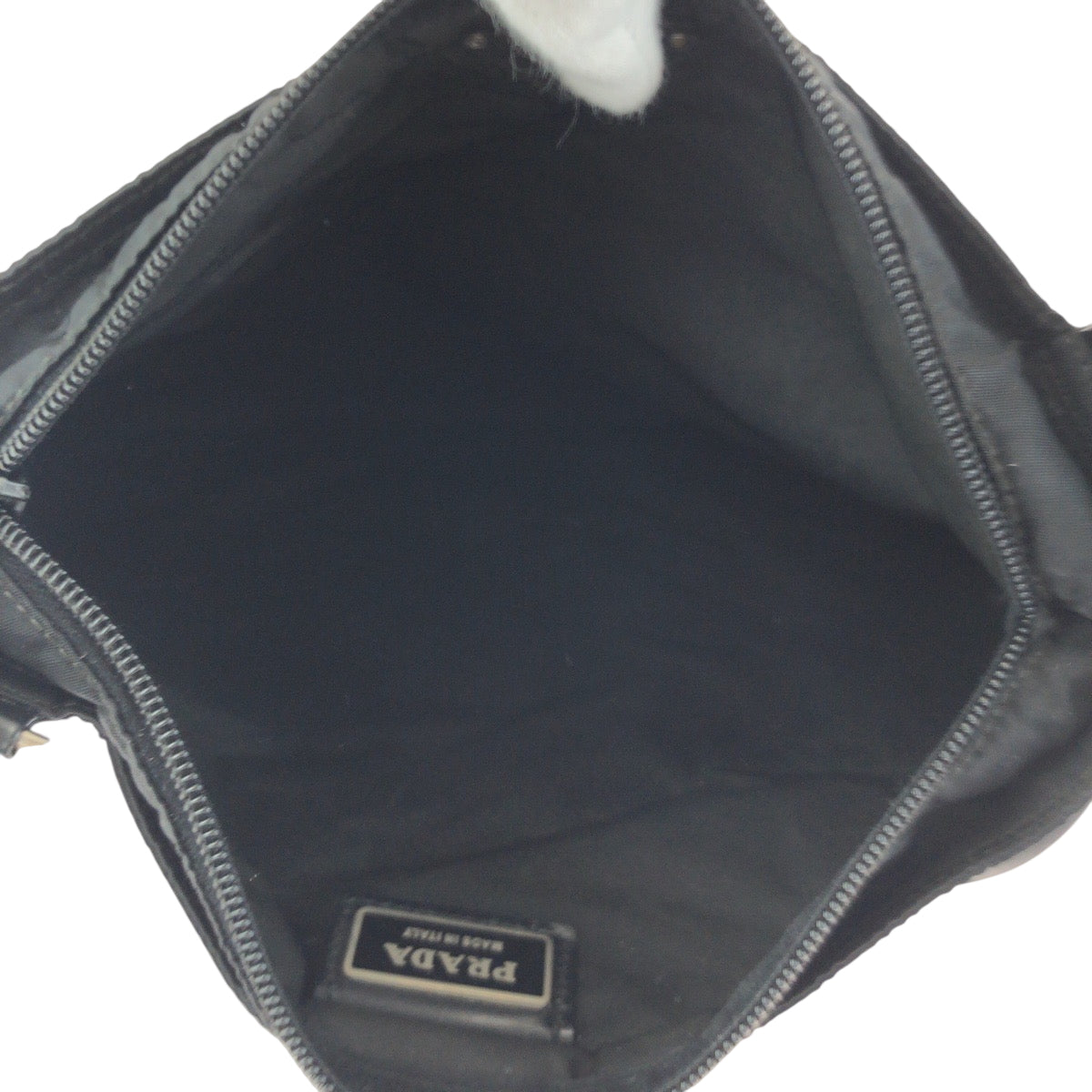 PRADA Shoulder Bag Nylon Black SilverMetal Shoulder Bag pochette Test Triangle With logo Women Used Authentic
