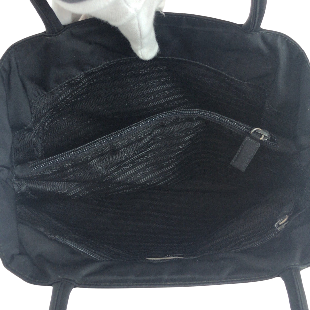 PRADA Tote Bag Nylon black Tote Bag handbag Test Triangle With logo Women Used Authentic