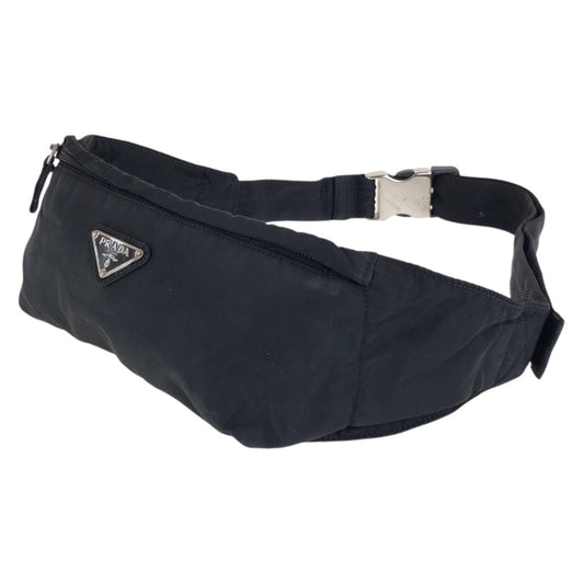 PRADA Waist bag Nylon black Sling bag Test Triangle With logo Women Used Authentic
