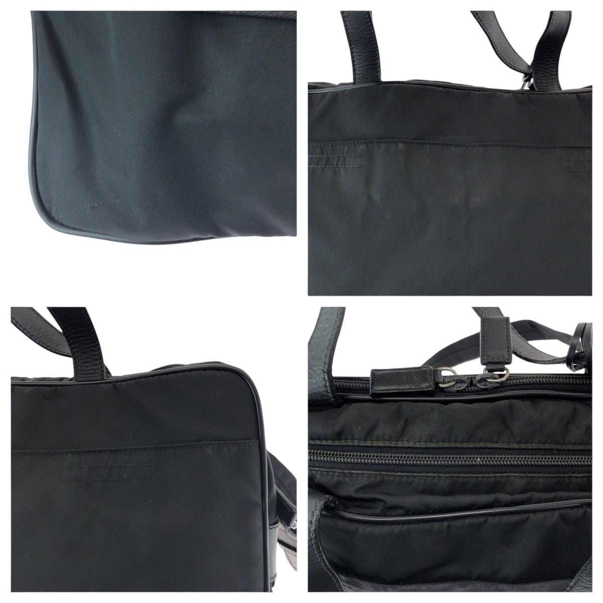 PRADA Shoulder Bag V407S Nylon Black SilverMetal Shoulder Bag Business Bag 2way Test Triangle With logo mens Used Authentic