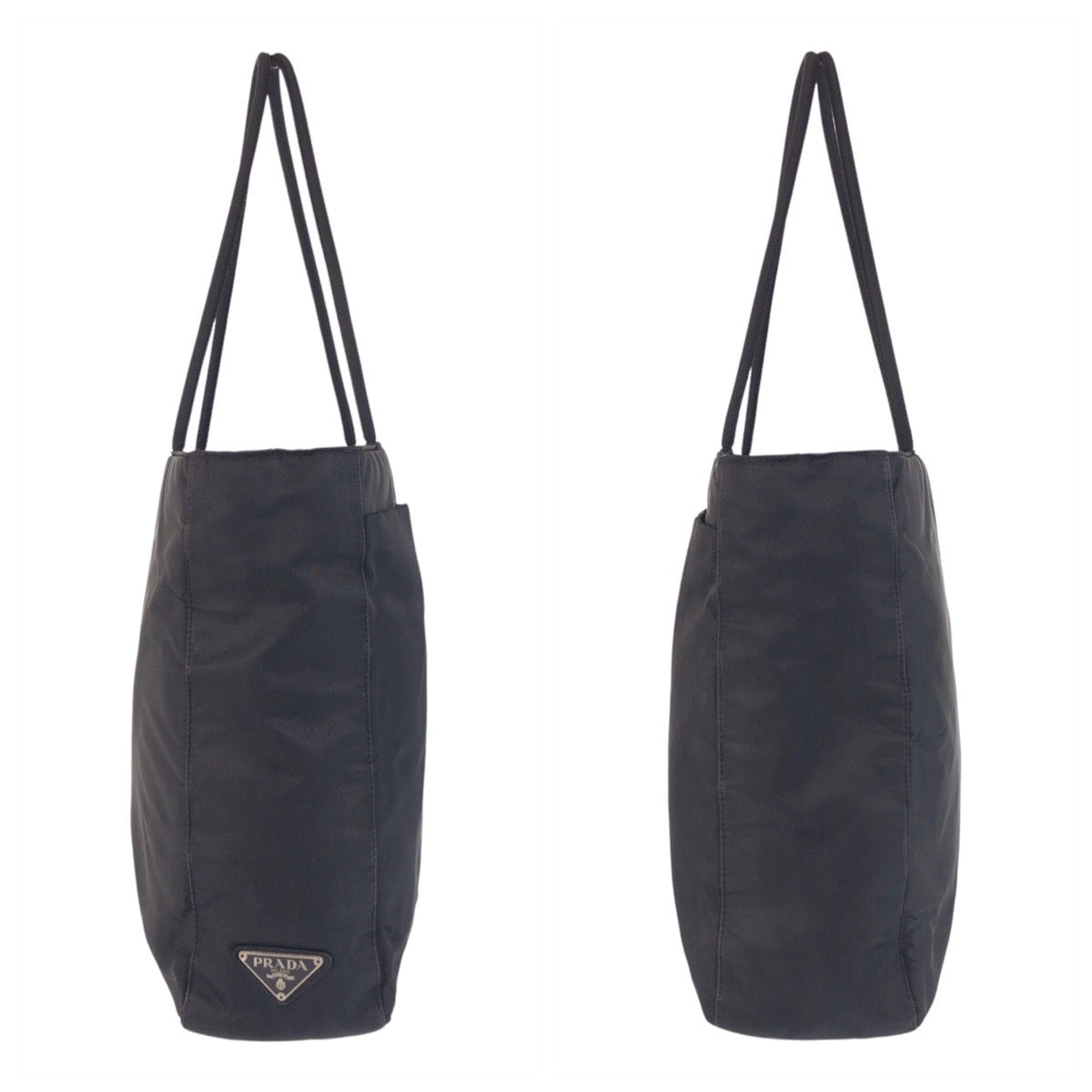 PRADA Tote Bag Nylon Black black Tote Bag Shoulder Bag Test Triangle With logo Women Used Authentic